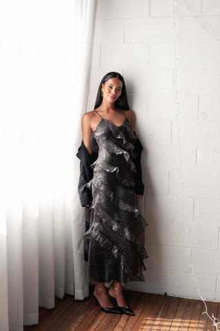 Ciao Ruffles Maxi Dress - Black Leopard - XL - Image 34